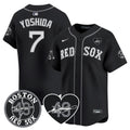 Men's Red Sox Tim Wakefield Memorial Patch Vaper Premier Limited Jersey - All Stitched- All Stitched - Black, Masataka Yoshida