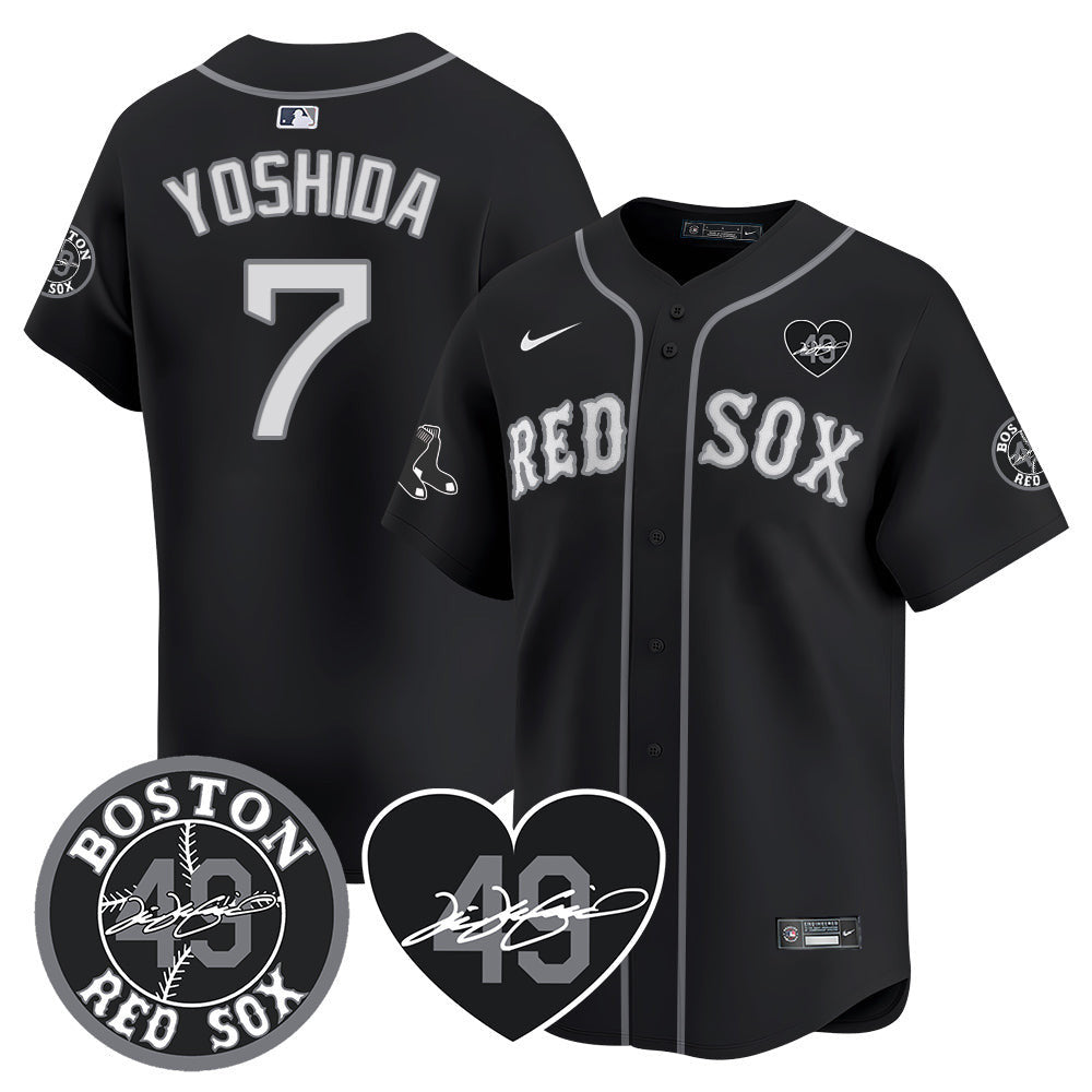 Men's Red Sox Tim Wakefield Memorial Patch Vaper Premier Limited Jersey - All Stitched- All Stitched - Black, Masataka Yoshida