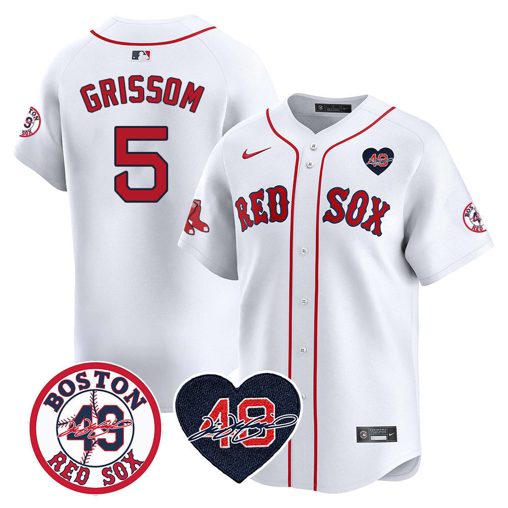 Men's Red Sox Tim Wakefield Memorial Patch Vaper Premier Limited Jersey - All Stitched- All Stitched - White, Vaughn Grissom