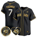 Men's Red Sox Tim Wakefield Memorial Patch Vaper Premier Limited Jersey - All Stitched- All Stitched - Black Gold, Masataka Yoshida