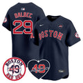 Men's Red Sox Tim Wakefield Memorial Patch Vaper Premier Limited Jersey - All Stitched- All Stitched - Navy, Bobby Dalbec