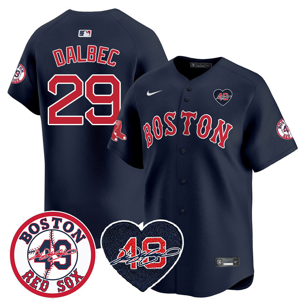 Men's Red Sox Tim Wakefield Memorial Patch Vaper Premier Limited Jersey - All Stitched- All Stitched - Navy, Bobby Dalbec