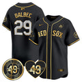 Men's Red Sox Tim Wakefield Memorial Patch Vaper Premier Limited Jersey - All Stitched- All Stitched - Black Gold, Bobby Dalbec