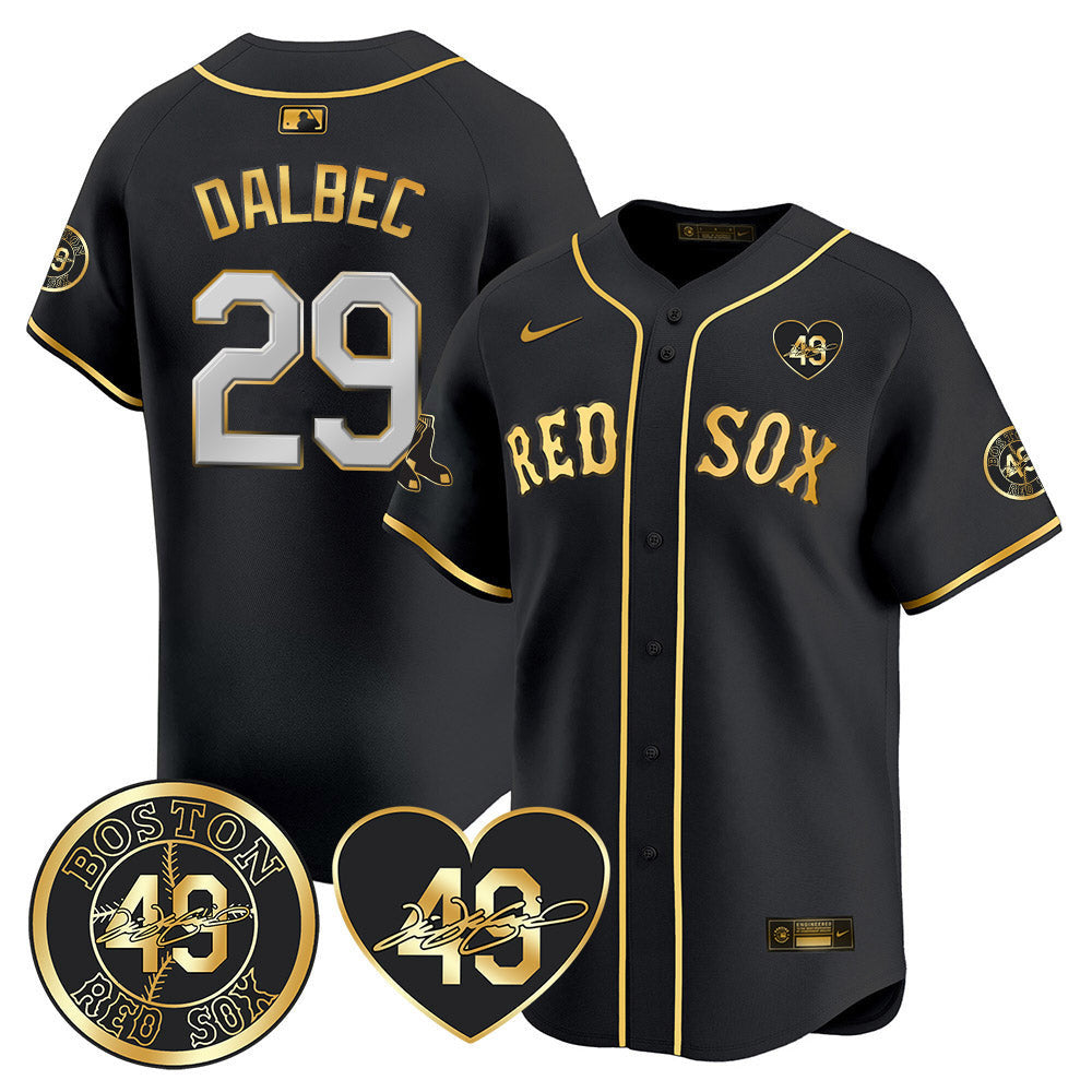 Men's Red Sox Tim Wakefield Memorial Patch Vaper Premier Limited Jersey - All Stitched- All Stitched - Black Gold, Bobby Dalbec