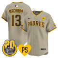 Men's San Diego Padres 2024 Tony Gwynn Vapor Premier Limited Jersey - All Stitched - Tan, Manny Machado