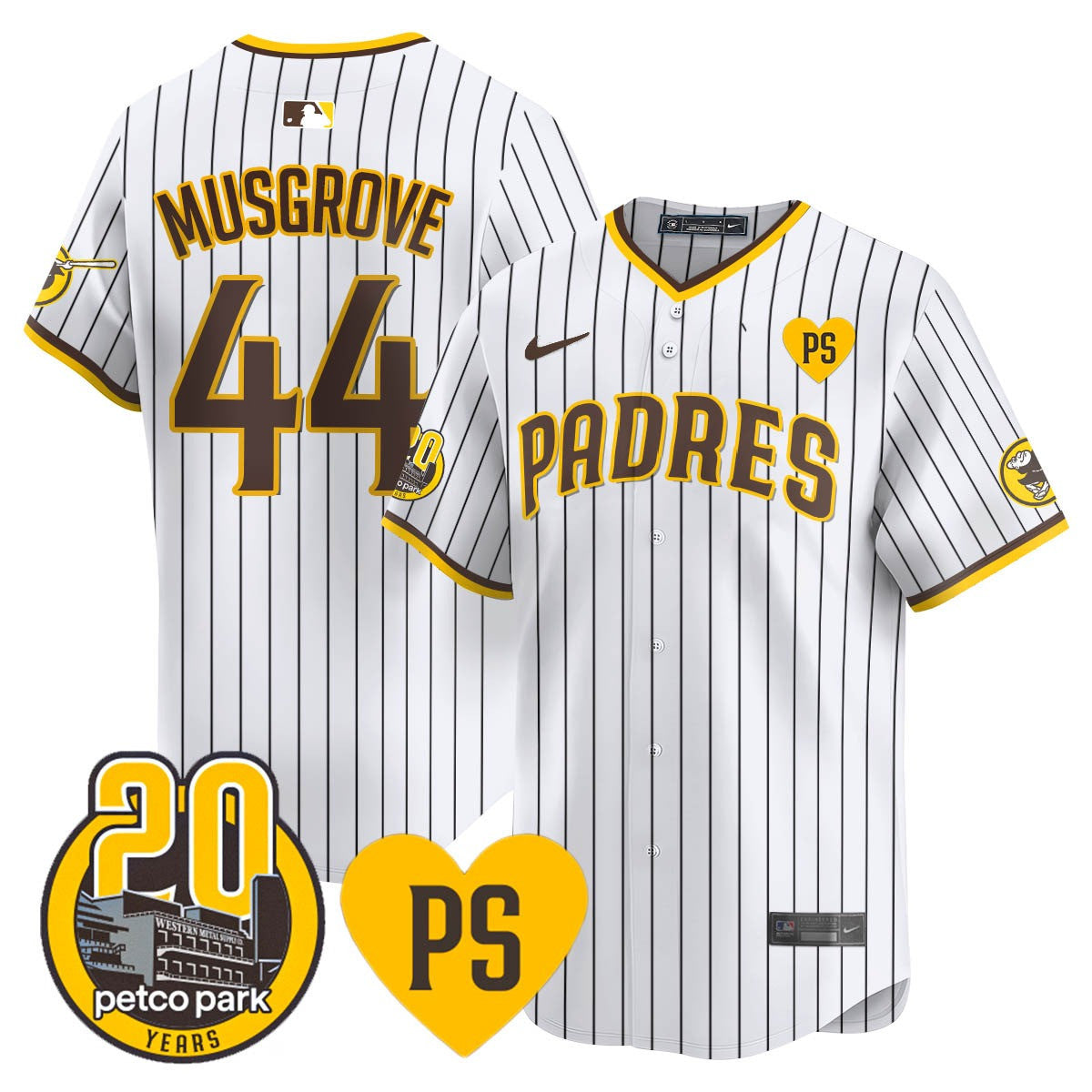 Men's San Diego Padres 2024 Tony Gwynn Vapor Premier Limited Jersey - All Stitched - White, Joe Musgrove