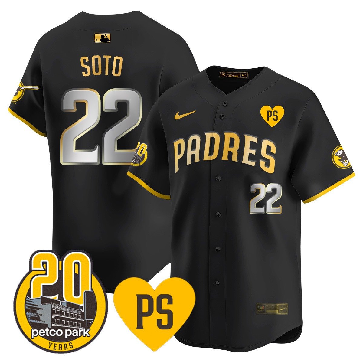 Men's San Diego Padres 2024 Tony Gwynn Vapor Premier Limited Jersey - All Stitched - Black Gold, Juan Soto
