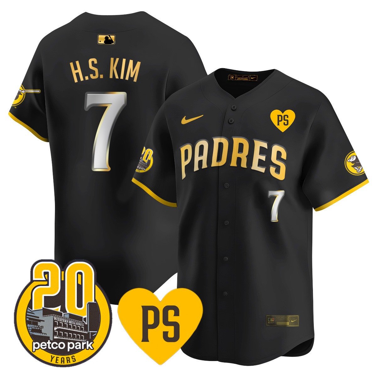 Men's San Diego Padres 2024 Tony Gwynn Vapor Premier Limited Jersey - All Stitched - Black Gold, Ha-Seong Kim