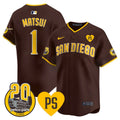 Men's San Diego Padres 2024 Tony Gwynn Vapor Premier Limited Jersey - All Stitched - Brown, Yuki Matsui