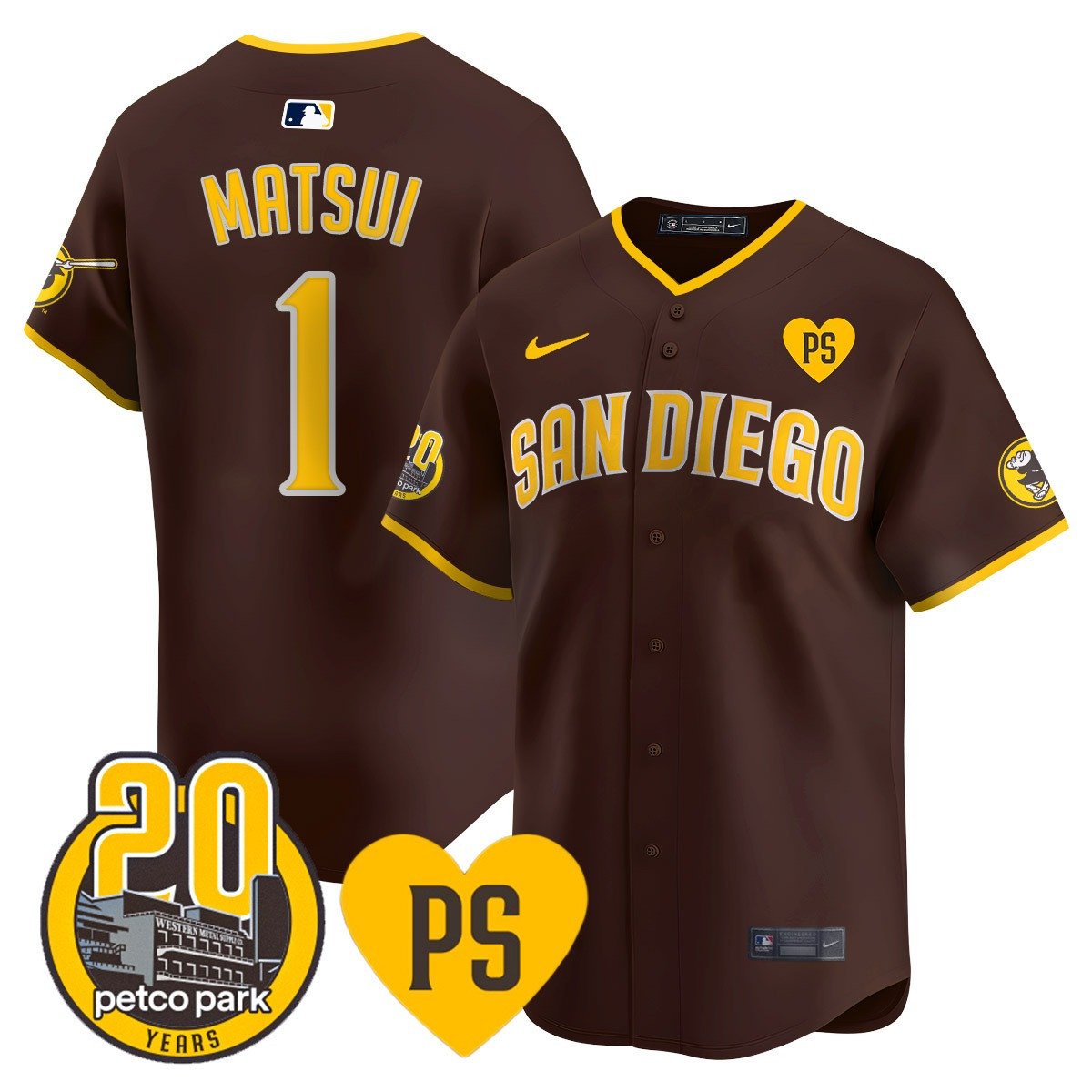 Men's San Diego Padres 2024 Tony Gwynn Vapor Premier Limited Jersey - All Stitched - Brown, Yuki Matsui