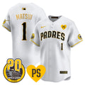 Men's San Diego Padres 2024 Tony Gwynn Vapor Premier Limited Jersey - All Stitched - White Gold, Yuki Matsui