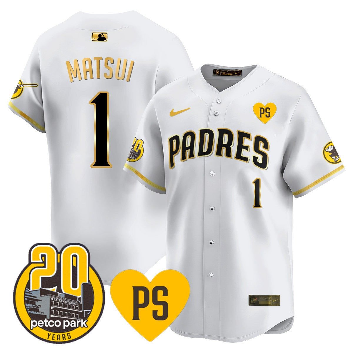 Men's San Diego Padres 2024 Tony Gwynn Vapor Premier Limited Jersey - All Stitched - White Gold, Yuki Matsui