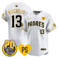 Men's San Diego Padres 2024 Tony Gwynn Vapor Premier Limited Jersey - All Stitched - White Gold, Manny Machado