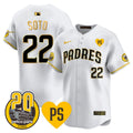 Men's San Diego Padres 2024 Tony Gwynn Vapor Premier Limited Jersey - All Stitched - White Gold, Juan Soto