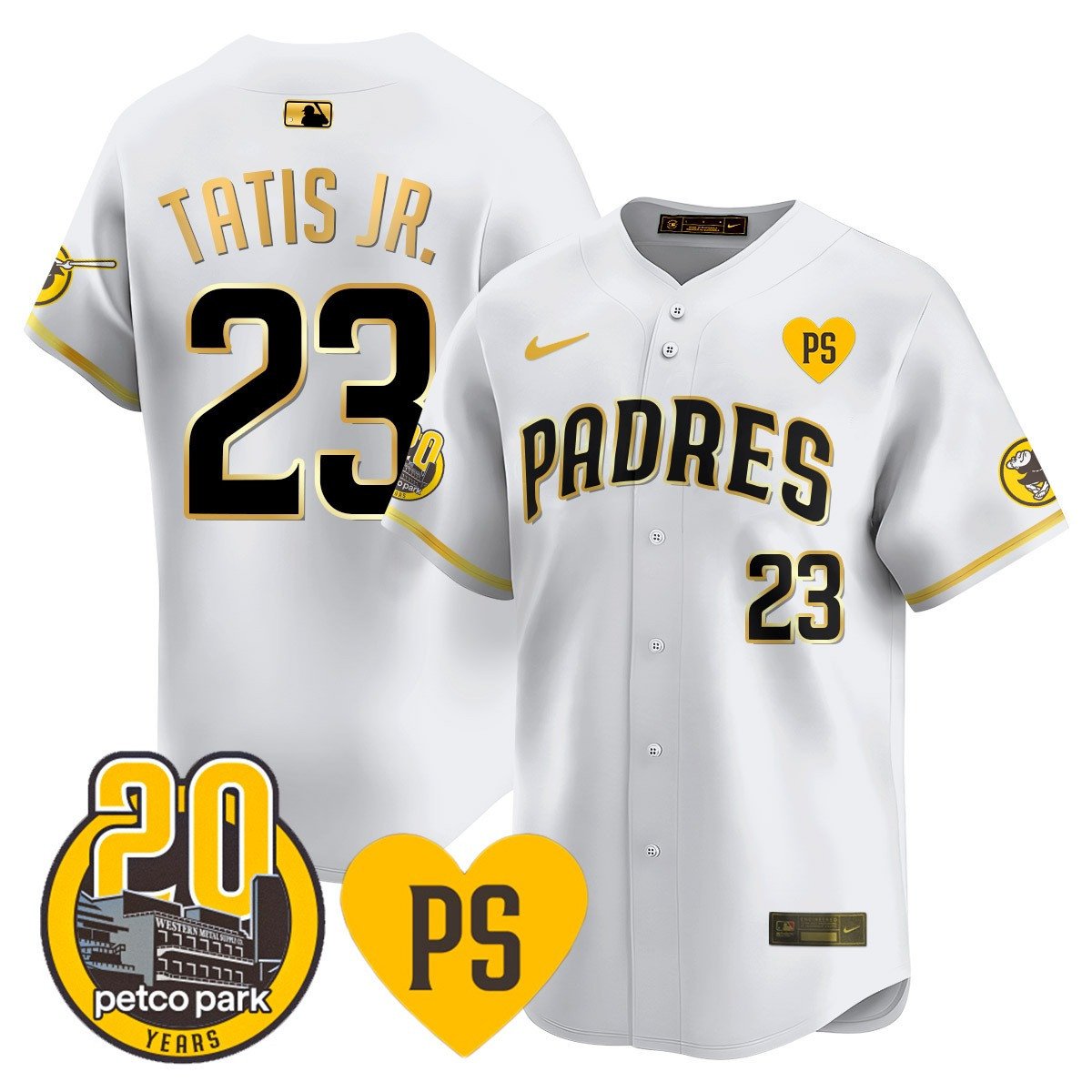 Men's San Diego Padres 2024 Tony Gwynn Vapor Premier Limited Jersey - All Stitched - White Gold, Fernando Tatis Jr.