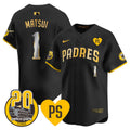 Men's San Diego Padres 2024 Tony Gwynn Vapor Premier Limited Jersey - All Stitched - Black Gold, Yuki Matsui