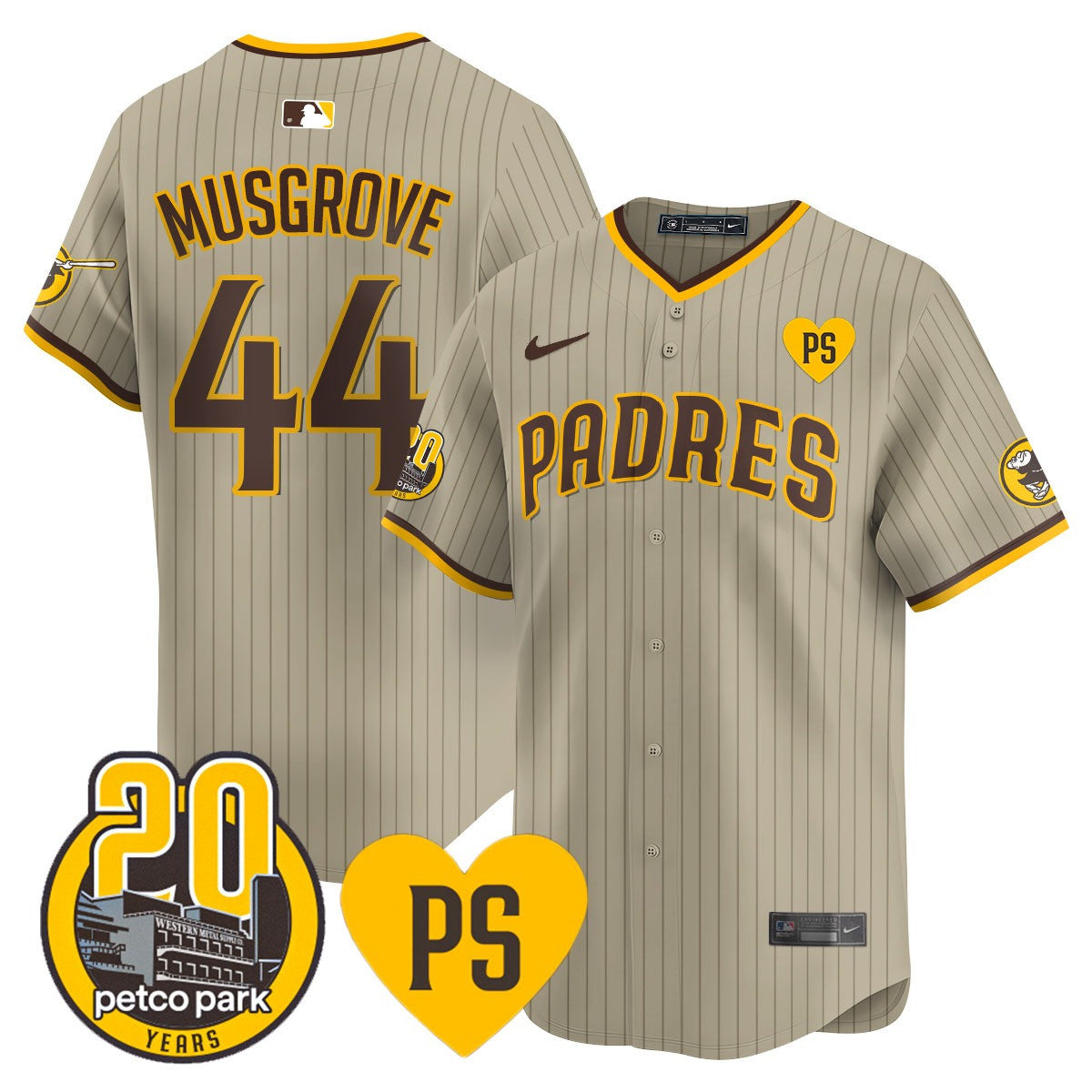 Men's San Diego Padres 2024 Tony Gwynn Vapor Premier Limited Jersey - All Stitched - Tan, Joe Musgrove
