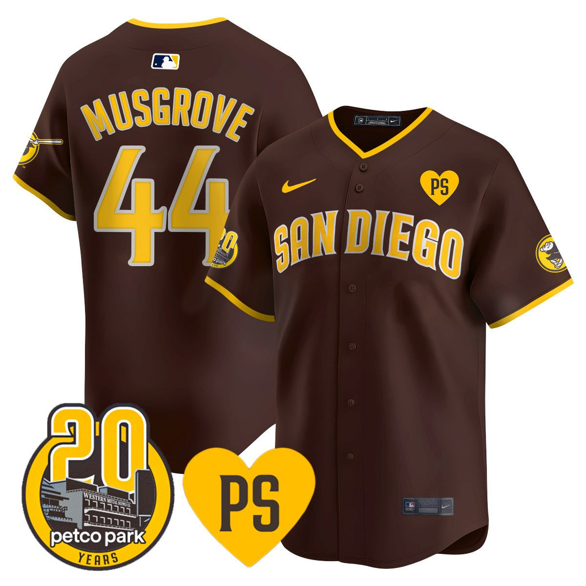 Men's San Diego Padres 2024 Tony Gwynn Vapor Premier Limited Jersey - All Stitched - Brown, Joe Musgrove