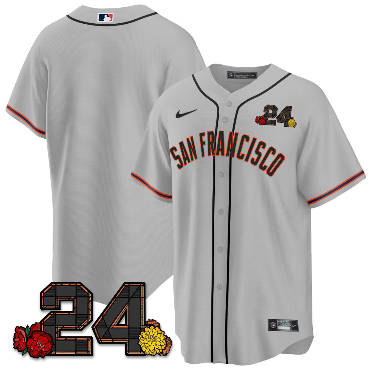 Men's San Francisco Giants 2024 Willie Mays Patch Vapor Premier Limited Jersey V2 - All Stitched - Gray, Team