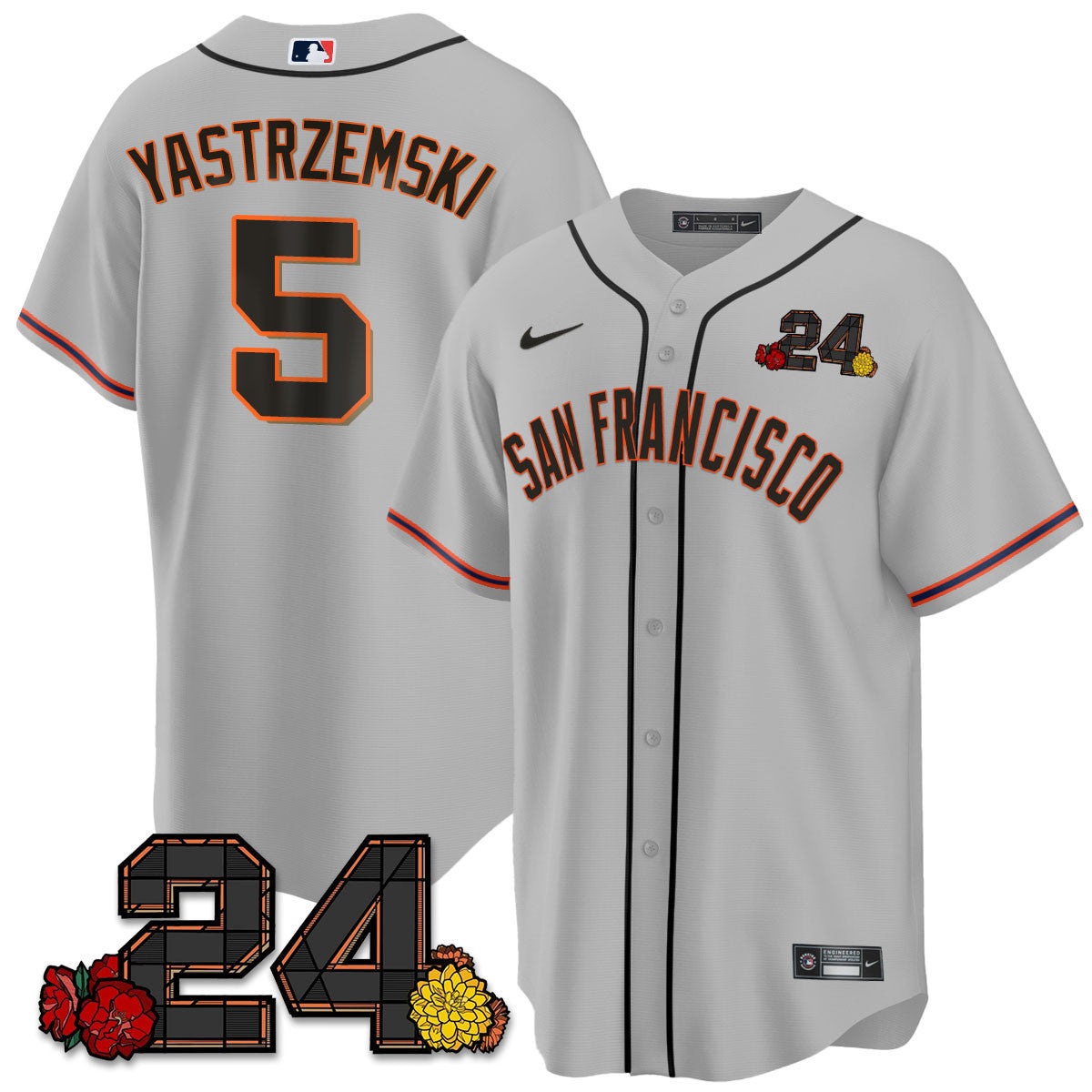 Men's San Francisco Giants 2024 Willie Mays Patch Vapor Premier Limited Jersey V2 - All Stitched - Gray, Mike Yastrzemski