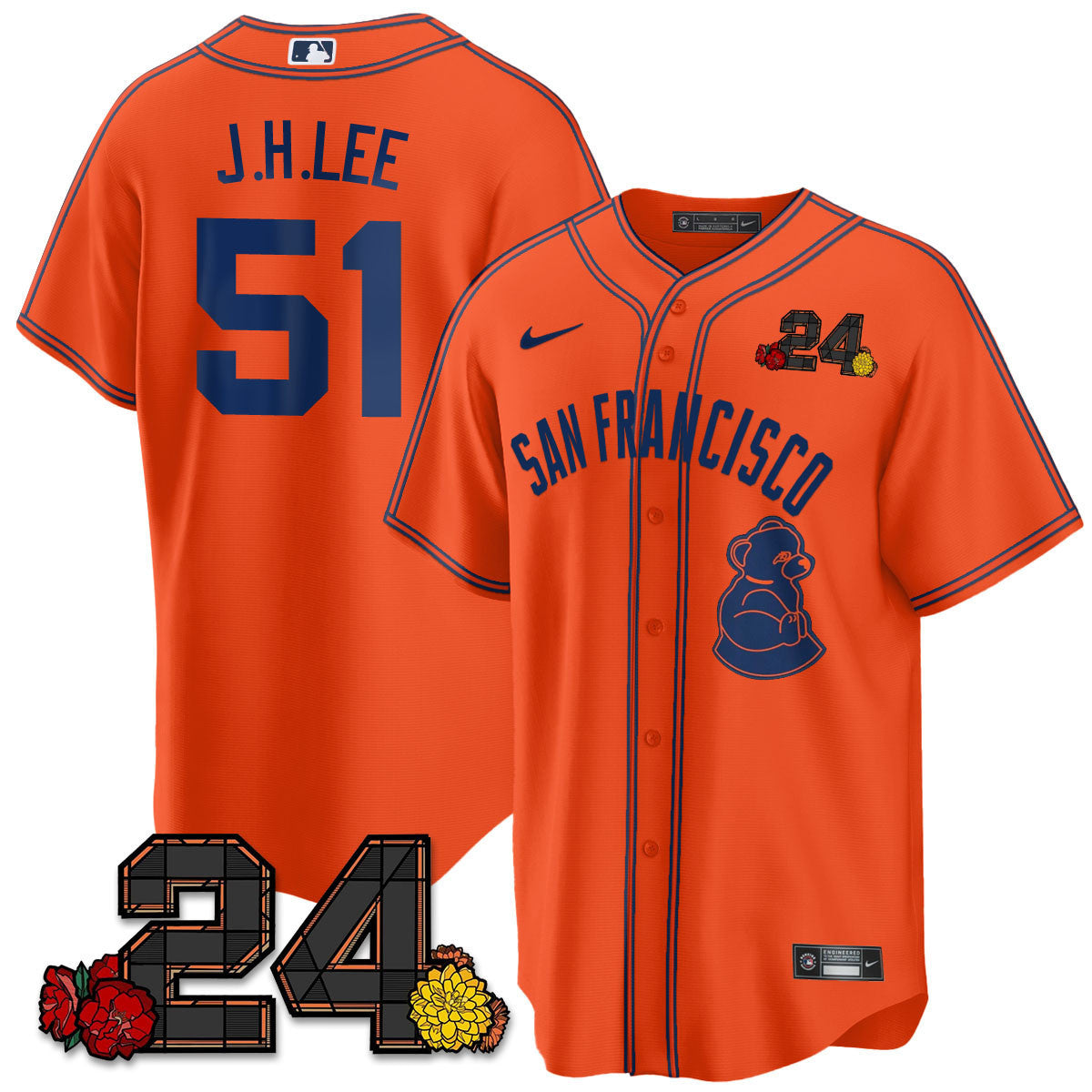 Men's San Francisco Giants 2024 Willie Mays Patch Vapor Premier Limited Jersey V2 - All Stitched - Orange Limited, Jung Hoo Lee