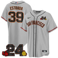 Men's San Francisco Giants 2024 Willie Mays Patch Vapor Premier Limited Jersey V2 - All Stitched - Gray, Thairo Estrada