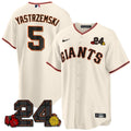 Men's San Francisco Giants 2024 Willie Mays Patch Vapor Premier Limited Jersey V2 - All Stitched - Cream Home, Mike Yastrzemski