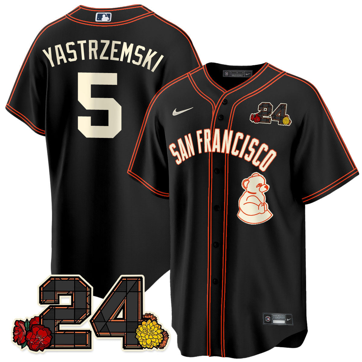 Men's San Francisco Giants 2024 Willie Mays Patch Vapor Premier Limited Jersey V2 - All Stitched - Black Limited, Mike Yastrzemski