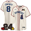 Men's San Francisco Giants 2024 Willie Mays Patch Vapor Premier Limited Jersey V2 - All Stitched - Cream, Michael Conforto