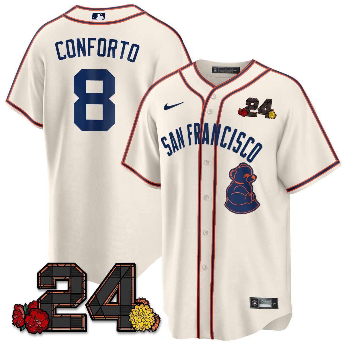 Men's San Francisco Giants 2024 Willie Mays Patch Vapor Premier Limited Jersey V2 - All Stitched - Cream, Michael Conforto