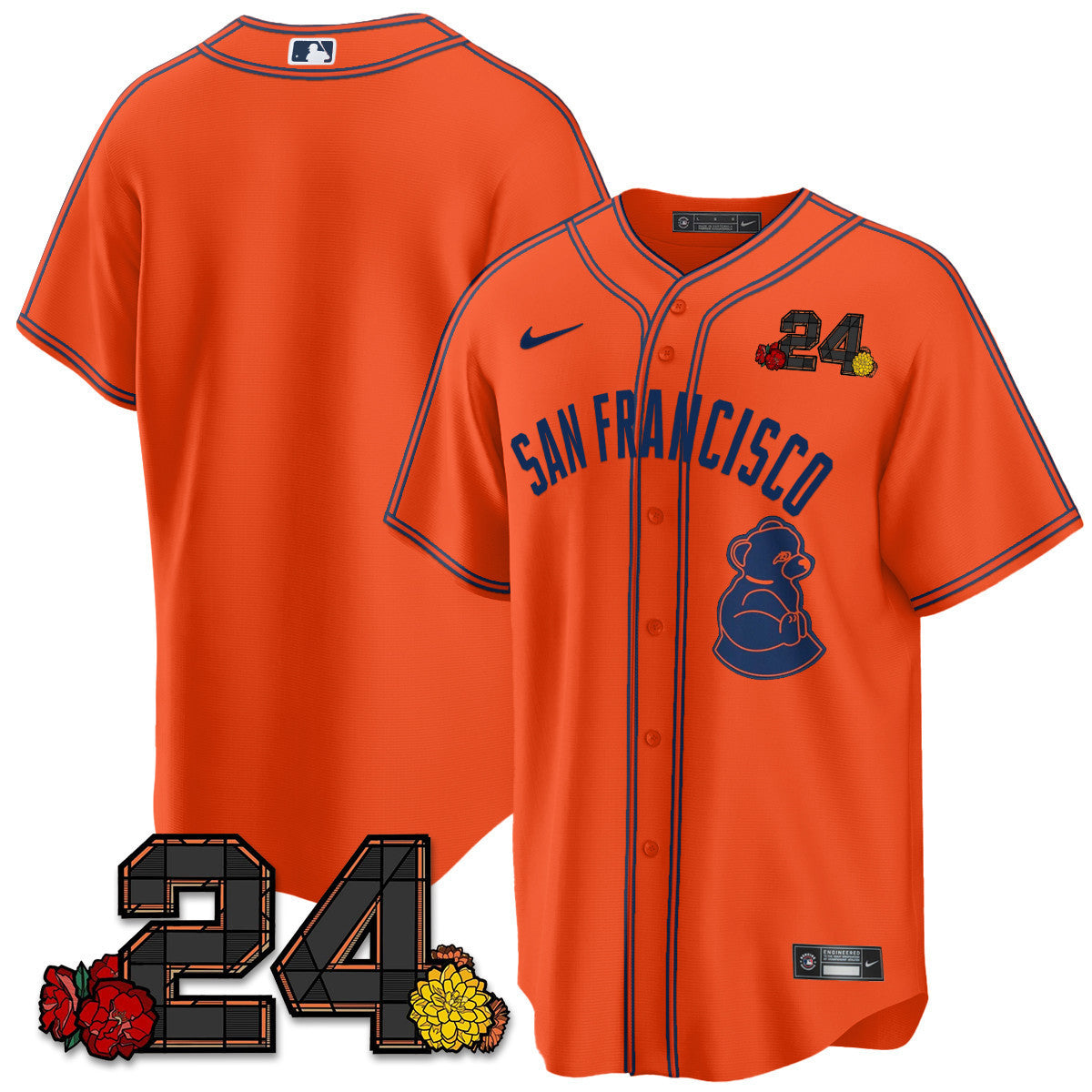 Men's San Francisco Giants 2024 Willie Mays Patch Vapor Premier Limited Jersey V2 - All Stitched - Orange Limited, Team