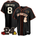 Men's San Francisco Giants 2024 Willie Mays Patch Vapor Premier Limited Jersey V2 - All Stitched - Black Limited, Michael Conforto