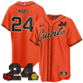 Men's San Francisco Giants 2024 Willie Mays Patch Vapor Premier Limited Jersey V2 - All Stitched - Orange, Willie Mays