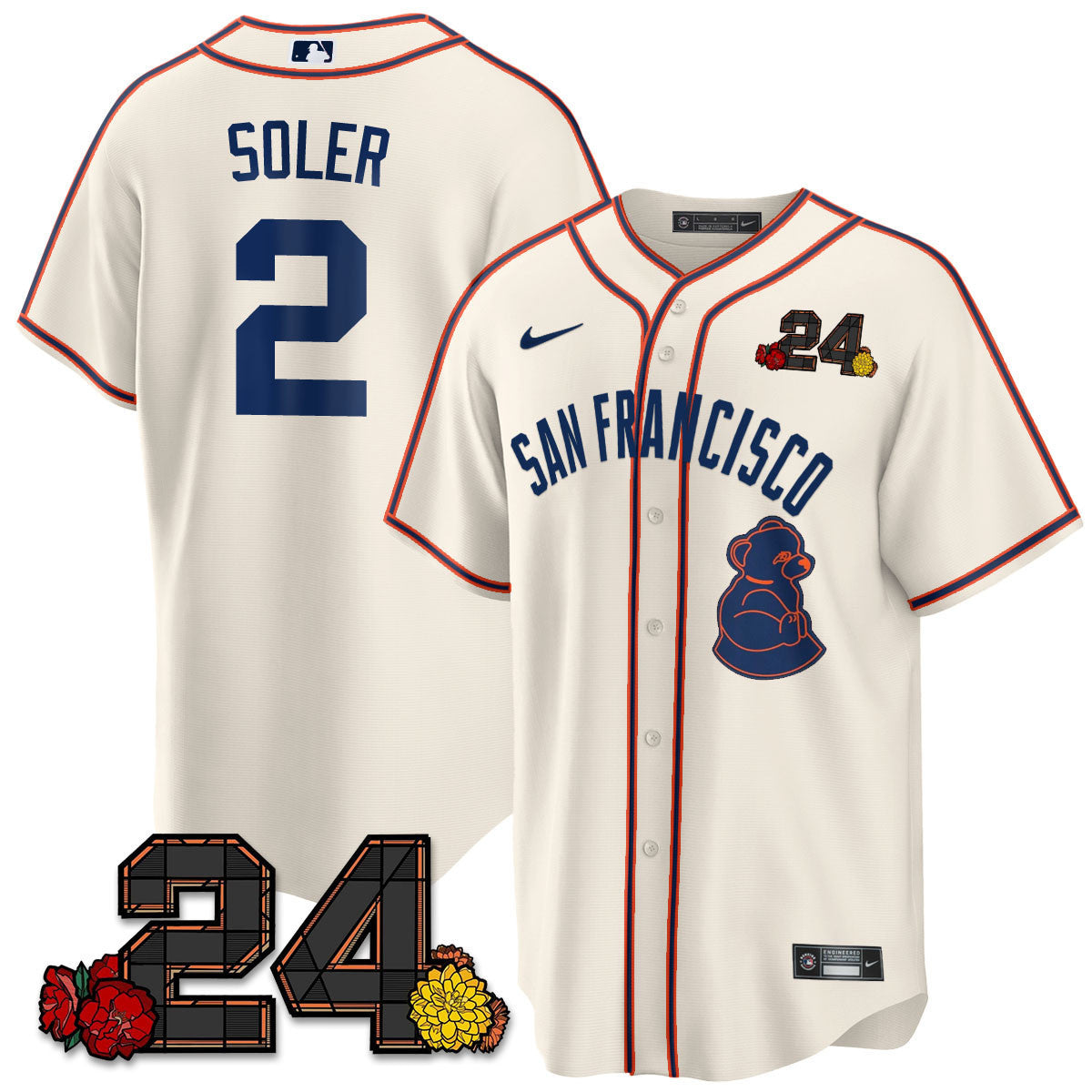 Men's San Francisco Giants 2024 Willie Mays Patch Vapor Premier Limited Jersey V2 - All Stitched - Cream, Jorge Soler