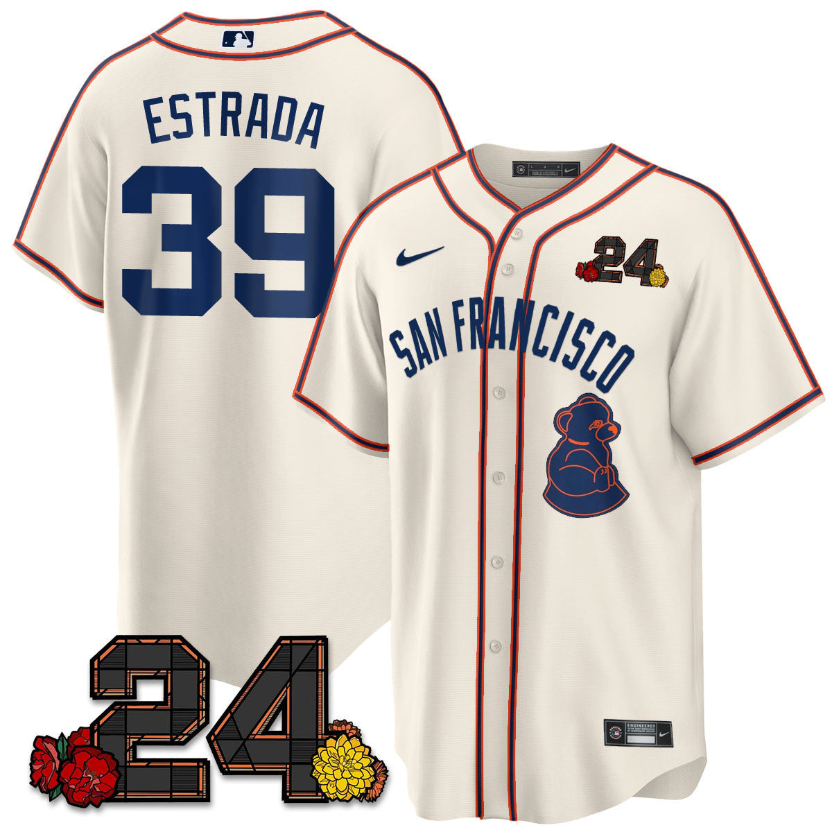 Men's San Francisco Giants 2024 Willie Mays Patch Vapor Premier Limited Jersey V2 - All Stitched - Cream, Thairo Estrada
