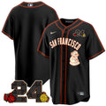 Men's San Francisco Giants 2024 Willie Mays Patch Vapor Premier Limited Jersey V2 - All Stitched - Black Limited, Team