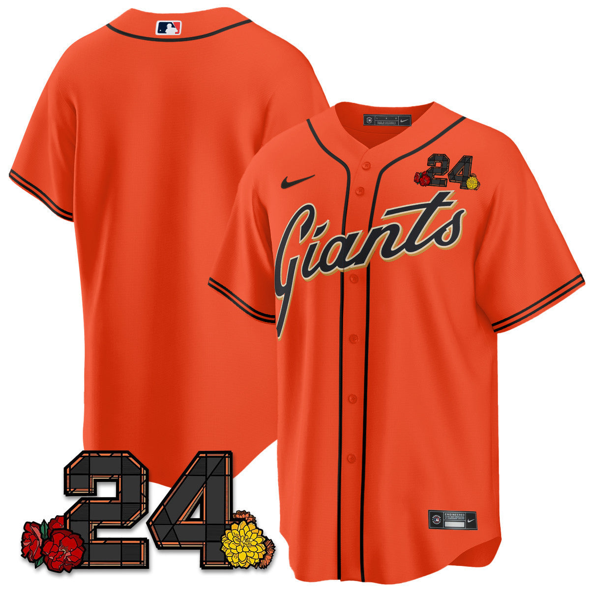 Men's San Francisco Giants 2024 Willie Mays Patch Vapor Premier Limited Jersey V2 - All Stitched - Orange, Team