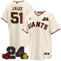 Men's San Francisco Giants 2024 Willie Mays Patch Vapor Premier Limited Jersey V2 - All Stitched - Cream Home, Jung Hoo Lee
