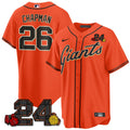 Men's San Francisco Giants 2024 Willie Mays Patch Vapor Premier Limited Jersey V2 - All Stitched - Orange, Matt Chapman