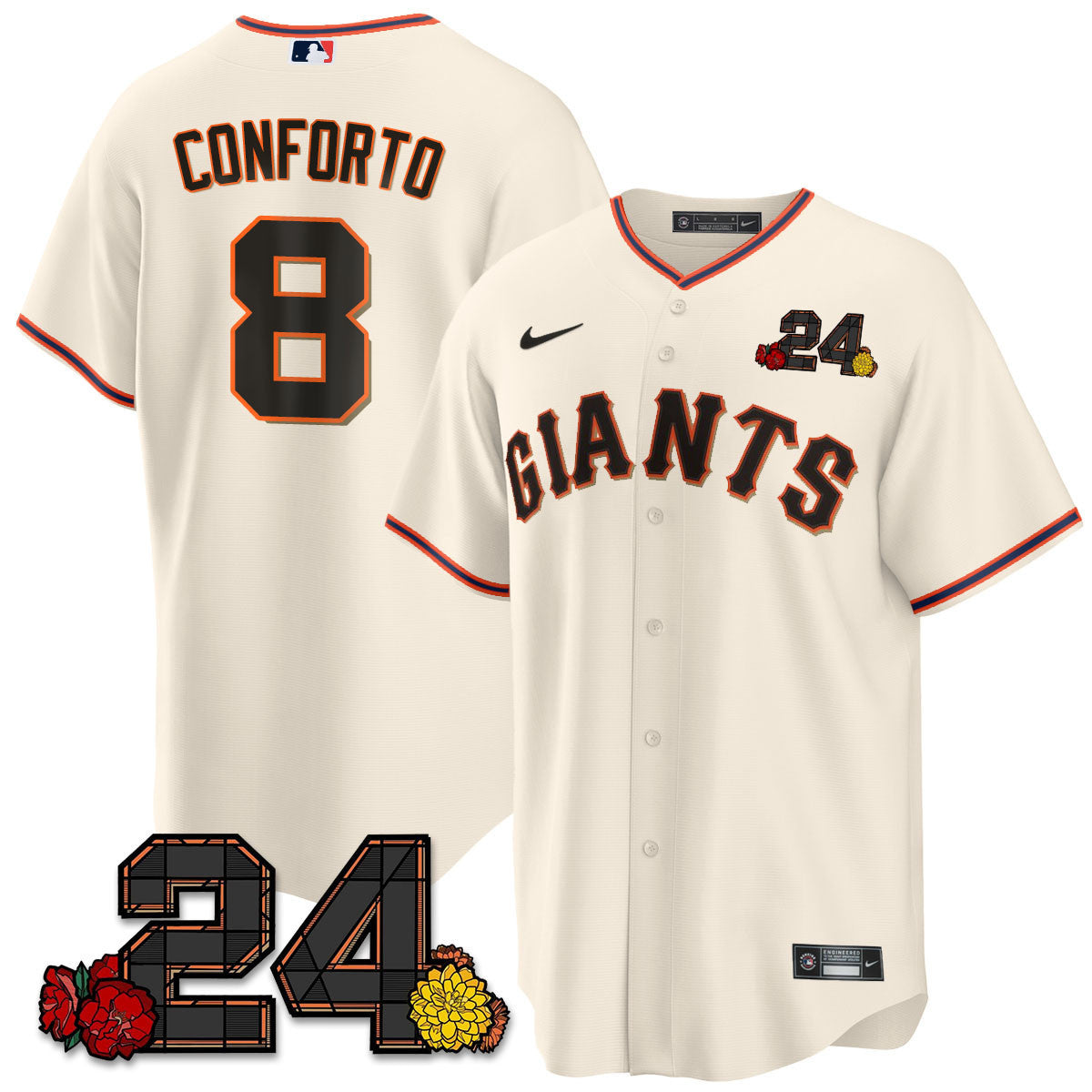 Men's San Francisco Giants 2024 Willie Mays Patch Vapor Premier Limited Jersey V2 - All Stitched - Cream Home, Michael Conforto