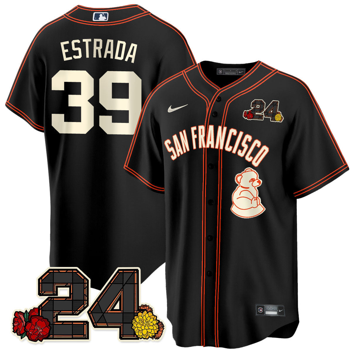 Men's San Francisco Giants 2024 Willie Mays Patch Vapor Premier Limited Jersey V2 - All Stitched - Black Limited, Thairo Estrada