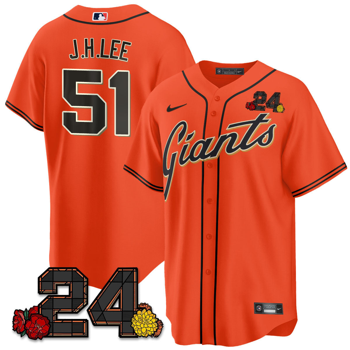 Men's San Francisco Giants 2024 Willie Mays Patch Vapor Premier Limited Jersey V2 - All Stitched - Orange, Jung Hoo Lee