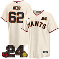Men's San Francisco Giants 2024 Willie Mays Patch Vapor Premier Limited Jersey V2 - All Stitched - Cream Home, Logan Webb