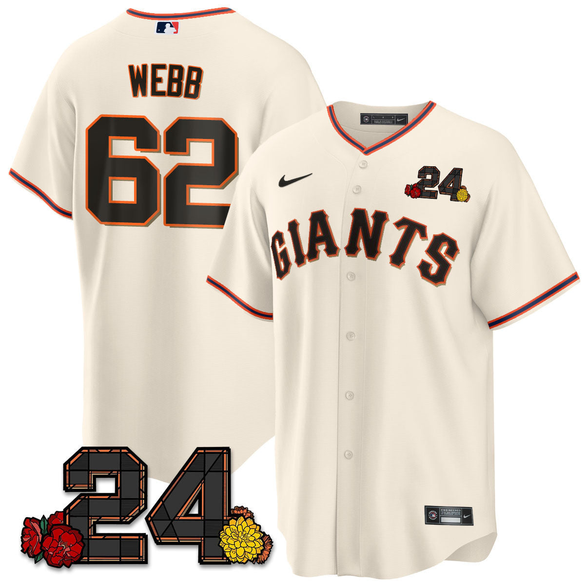 Men's San Francisco Giants 2024 Willie Mays Patch Vapor Premier Limited Jersey V2 - All Stitched - Cream Home, Logan Webb