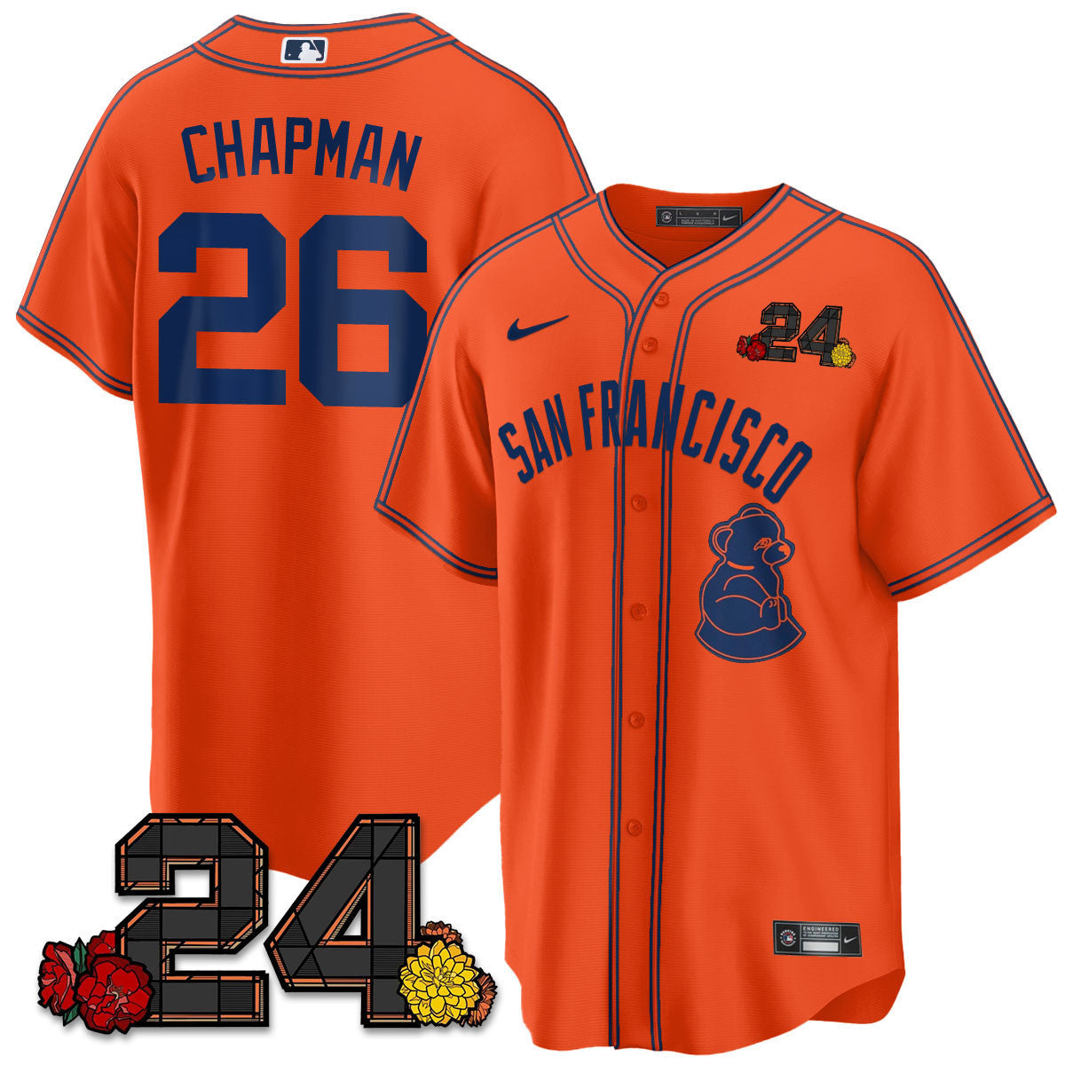 Men's San Francisco Giants 2024 Willie Mays Patch Vapor Premier Limited Jersey V2 - All Stitched - Orange Limited, Matt Chapman