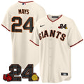 Men's San Francisco Giants 2024 Willie Mays Patch Vapor Premier Limited Jersey V2 - All Stitched - Cream Home, Willie Mays