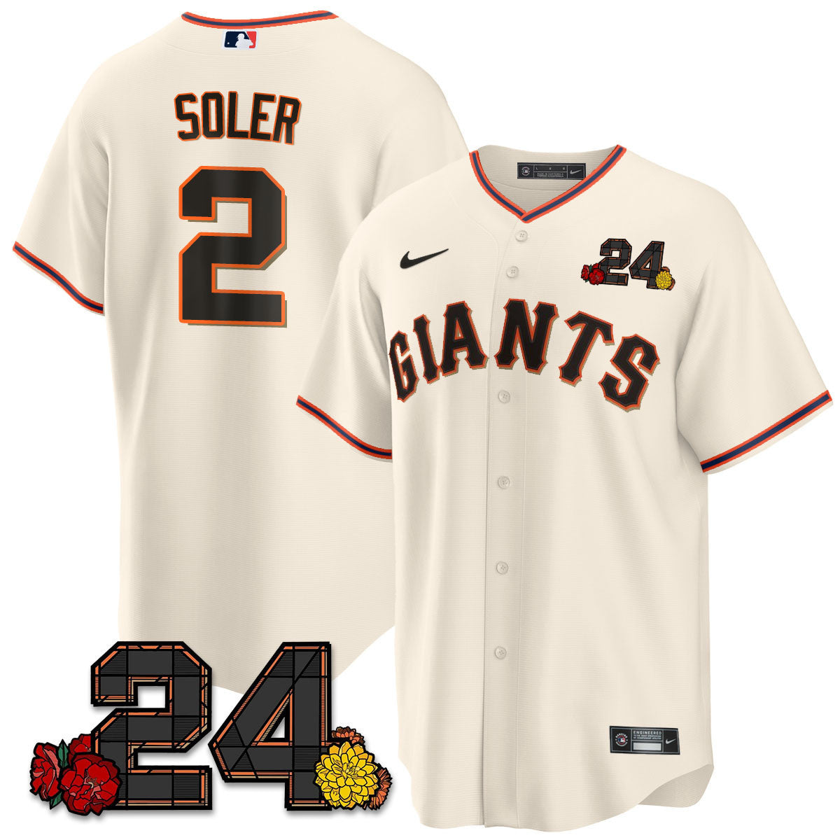 Men's San Francisco Giants 2024 Willie Mays Patch Vapor Premier Limited Jersey V2 - All Stitched - Cream Home, Jorge Soler