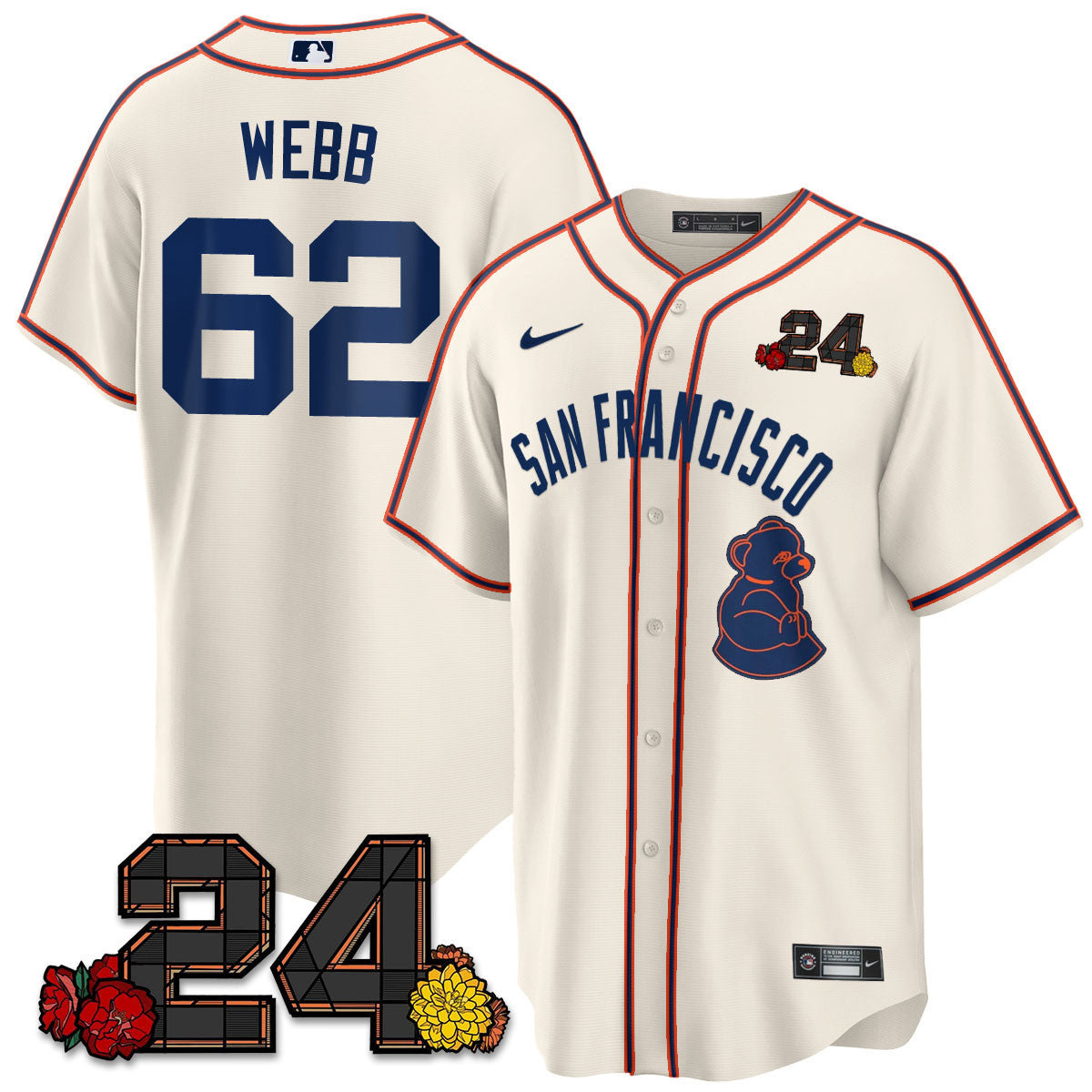 Men's San Francisco Giants 2024 Willie Mays Patch Vapor Premier Limited Jersey V2 - All Stitched - Cream, Logan Webb