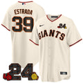 Men's San Francisco Giants 2024 Willie Mays Patch Vapor Premier Limited Jersey V2 - All Stitched - Cream Home, Thairo Estrada