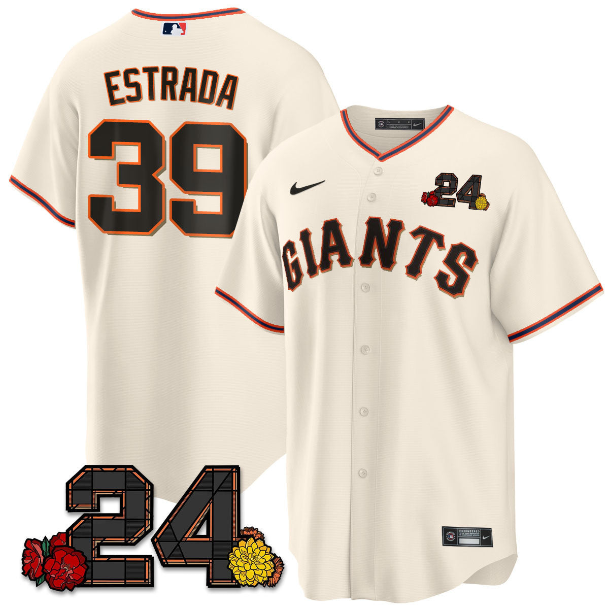 Men's San Francisco Giants 2024 Willie Mays Patch Vapor Premier Limited Jersey V2 - All Stitched - Cream Home, Thairo Estrada